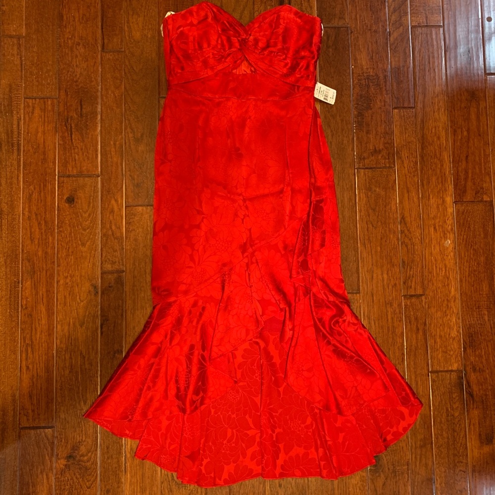 Shoshanna Red Sweetheart Strapless High Low NEW